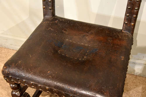 Matched pair of 17th Century oak side chairs