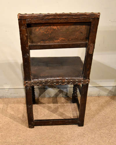 Matched pair of 17th Century oak side chairs