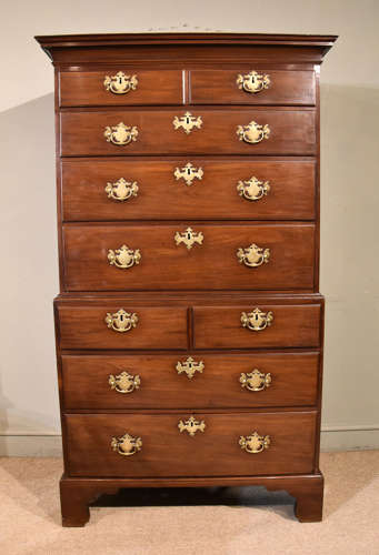 George II Cuban mahogany tallboy / chest on chest