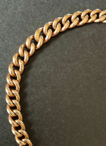 Victorian Solid 9ct Rose Gold Curb Chain with Padlock