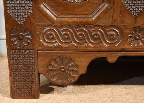Late 17th century oak marriage coffer