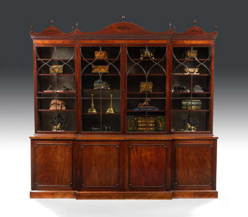 George III Period Mahogany Breakfront Bookcase