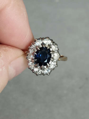 Art Deco 18ct Gold Sapphire and Diamond Engagement Ring 'Lady Diana' S
