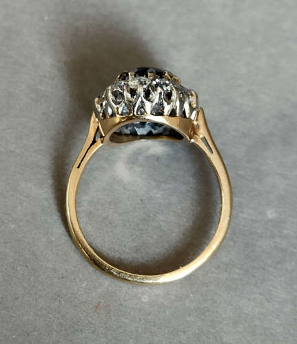Art Deco 18ct Gold Sapphire and Diamond Engagement Ring 'Lady Diana' S