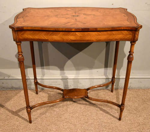Edwardian inlaid serpentine occasional table