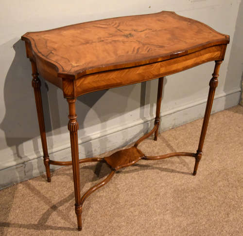 Edwardian inlaid serpentine occasional table