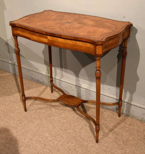 Edwardian inlaid serpentine occasional table