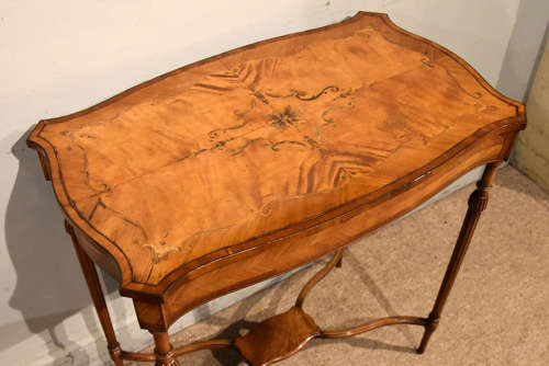 Edwardian inlaid serpentine occasional table