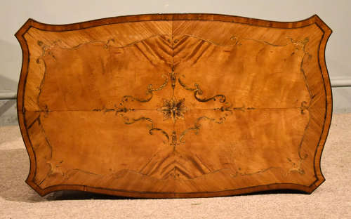 Edwardian inlaid serpentine occasional table