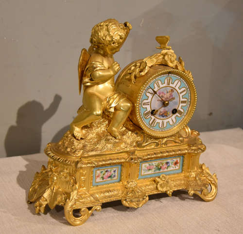 French Porcelain and Ormolu Mantel Clock