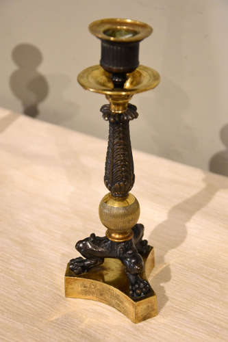 Pair of 19th Century French Bronze and Gilt Candlesticks