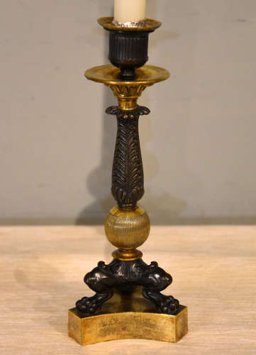 Pair of 19th Century French Bronze and Gilt Candlesticks