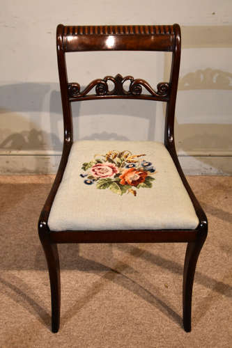 Set of ten George IV mahogany dining chairs