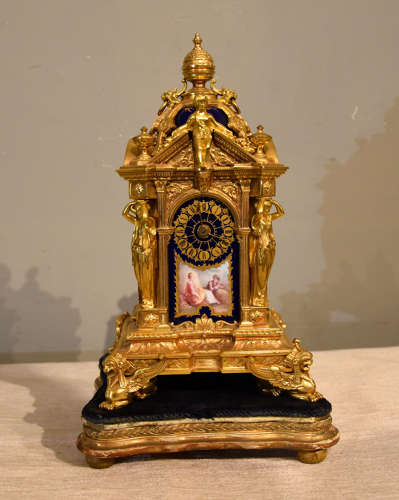 Porcelain Mounted Ormolu Mantel Clock