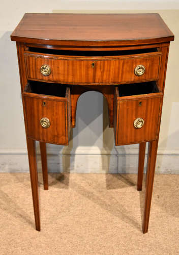 Sheraton revival satinwood bow front side table