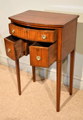Sheraton revival satinwood bow front side table