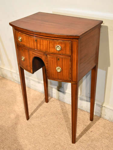 Sheraton revival satinwood bow front side table