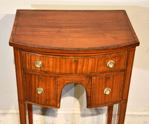 Sheraton revival satinwood bow front side table