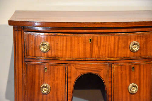 Sheraton revival satinwood bow front side table