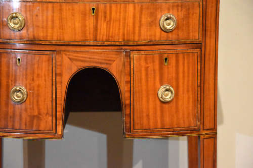 Sheraton revival satinwood bow front side table