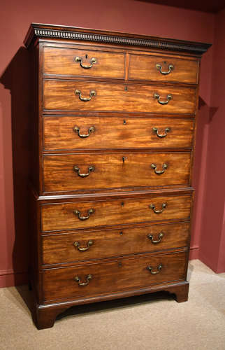 Mid 18th century mahogany chest on chest