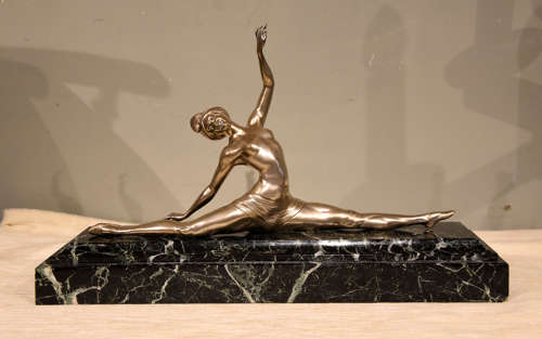 Silvered bronze Art Deco figure signed Morante
