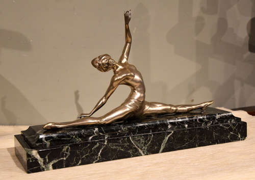 Silvered bronze Art Deco figure signed Morante