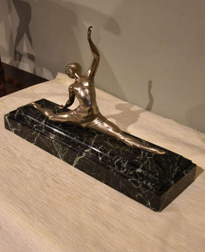 Silvered bronze Art Deco figure signed Morante