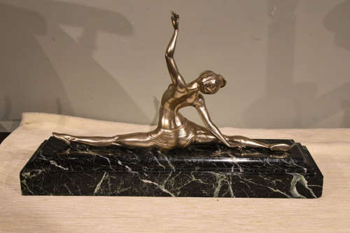 Silvered bronze Art Deco figure signed Morante