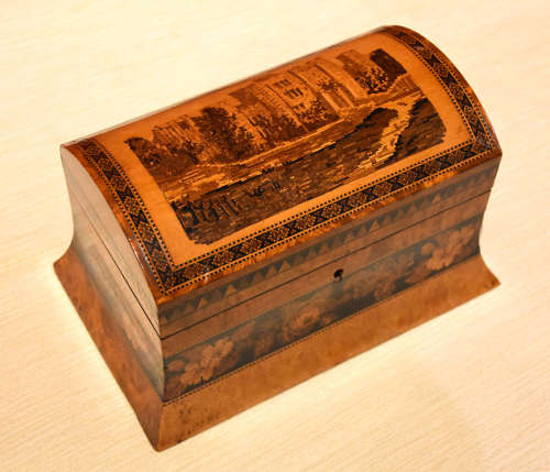 19th Century Tunbridge Ware Tea Caddy by Henry Hollamby