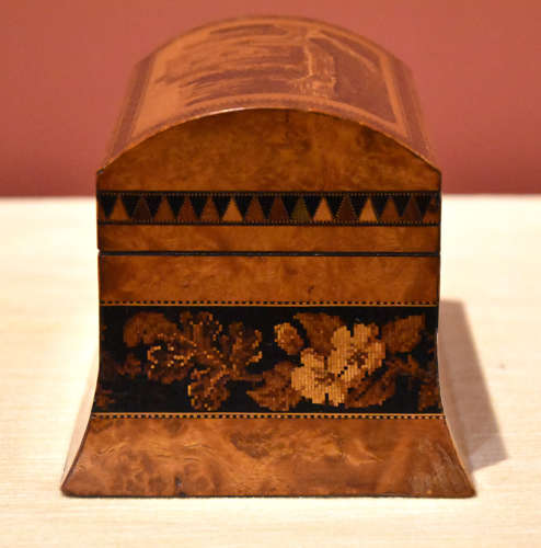 19th Century Tunbridge Ware Tea Caddy by Henry Hollamby