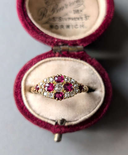 Victorian 18ct Gold Ruby Diamond Ring