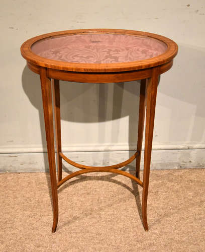 19th century satinwood oval bijouterie vitrine