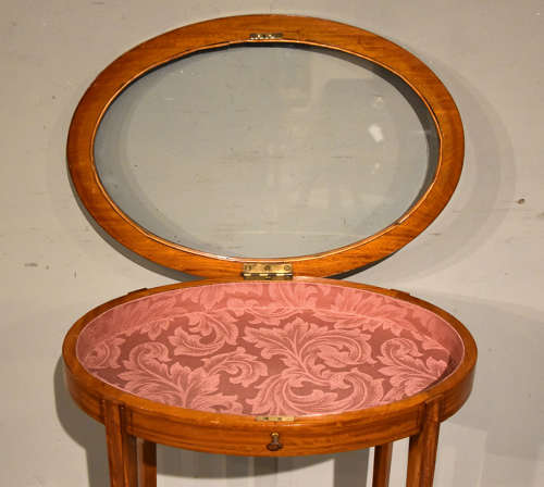 19th century satinwood oval bijouterie vitrine