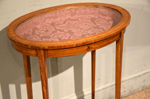 19th century satinwood oval bijouterie vitrine