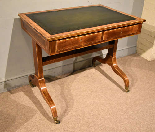 Regency satinwood kingwood leather top writing table