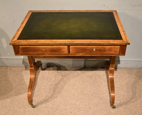 Regency satinwood kingwood leather top writing table