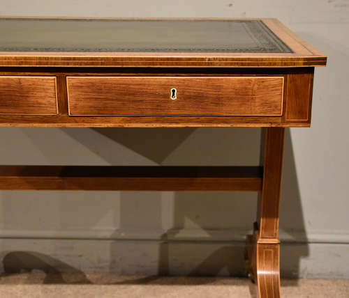 Regency satinwood kingwood leather top writing table