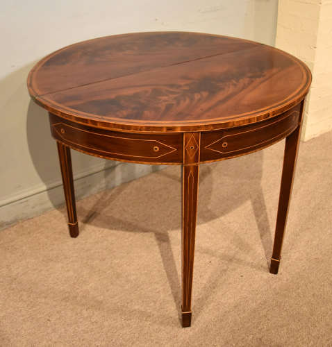 18th century mahogany demi lune tea table