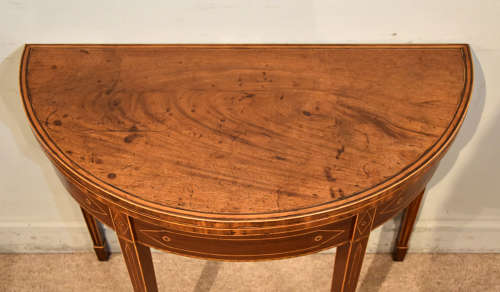 18th century mahogany demi lune tea table
