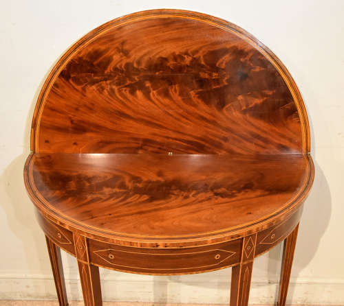 18th century mahogany demi lune tea table