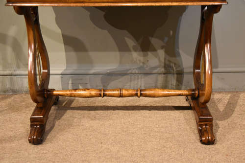 19th century flamed walnut table with crossbanding