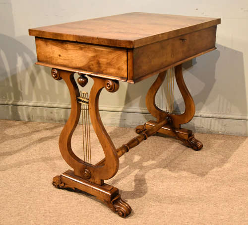19th century flamed walnut table with crossbanding