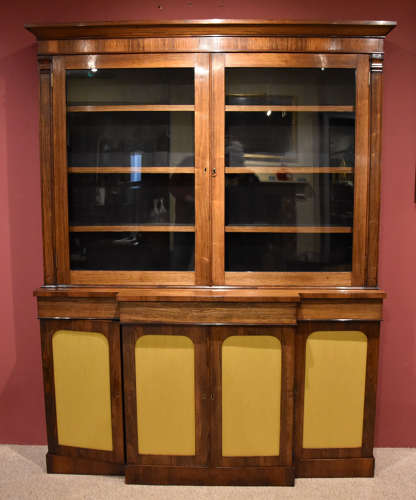 William IV rosewood breakfront bookcase
