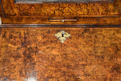 George I burr walnut bureau cabinet