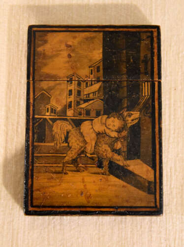 Rare 19th century penwork card case