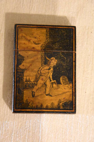 Rare 19th century penwork card case