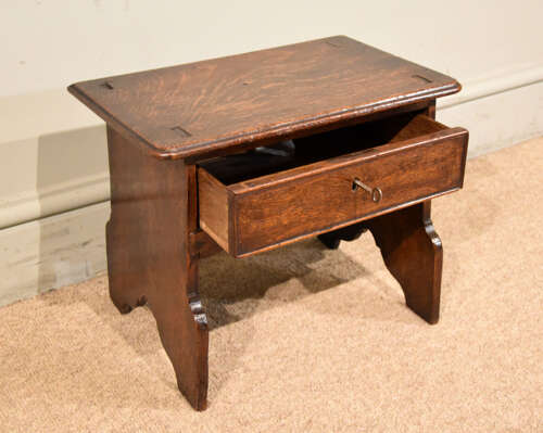 Georgian oak childs stool with drawer