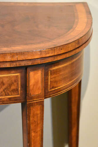 18th century mahogany card table crossbanded in Satinwood