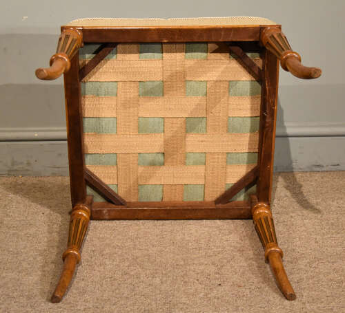 Large Regency period satinwood stool